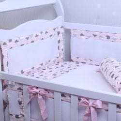Kit Tela Respirável para Berço Ovelhinha Rosa 7 Peças Kit Tela Respirável para Berço Ovelhinha Rosa 7 Peças