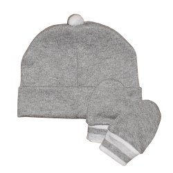 Kit Touca e Luva de Bebê Cinza Malha Kit Touca e Luva de Bebê Cinza Malha