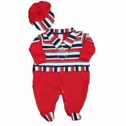Macacão Longo de Bebê Baby Vermelho 2 Peças Macacão Longo de Bebê Baby Vermelho 2 Peças