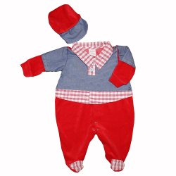 Macacão Longo de Bebê Heitor Vermelho Plush 2 Peças Macacão Longo de Bebê Heitor Vermelho Plush 2 Peças