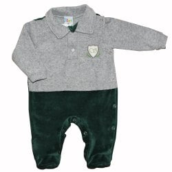 Macacão Longo de Bebê Verde Musgo e Cinza Mescla Plush Macacão Longo de Bebê Verde Musgo e Cinza Mescla Plush