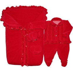 Saída de Maternidade Carol Vermelho Plush 4 Peças Saída de Maternidade Carol Vermelho Plush 4 Peças