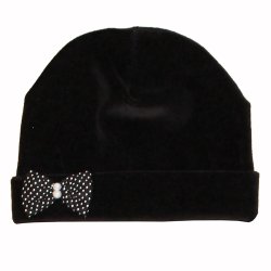 Touca de Bebê Lacinho Preto Plush Touca de Bebê Lacinho Preto Plush