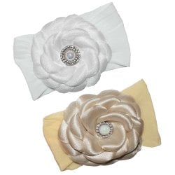 Faixa de Cabelo para Bebê Charme Branco e Palha 2 Peças Faixa de Cabelo para Bebê Charme Branco e Palha 2 Peças