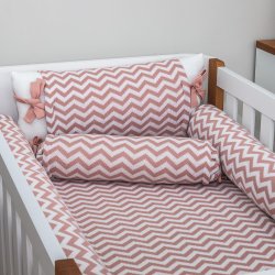 Kit Berço Chevron Rosê Tricot 5 Peças Kit Berço Chevron Rosê Tricot 5 Peças