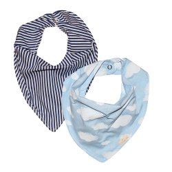 Kit Babador Bandana Nuvem Azul e Listras Marinho 2 Peças Kit Babador Bandana Nuvem Azul e Listras Marinho 2 Peças