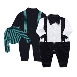 Kit Macacão Longo de Bebê Marinho Malha 3 Peças Kit Macacão Longo de Bebê Marinho Malha 3 Peças