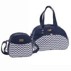 Kit Bolsa Maternidade Chevron e Marinho 2 Peças Kit Bolsa Maternidade Chevron e Marinho 2 Peças