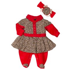 Macacão Longo de Bebê Ana Vitória Vermelho Plush 3 Peças Macacão Longo de Bebê Ana Vitória Vermelho Plush 3 Peças