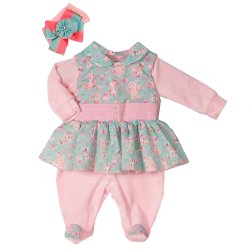 Macacão Longo de Bebê Unicórnio Rosa Plush 3 Peças Macacão Longo de Bebê Unicórnio Rosa Plush 3 Peças