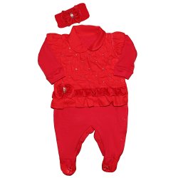 Macacão Longo de Bebê Alicia Vermelho 2 Peças Macacão Longo de Bebê Alicia Vermelho 2 Peças