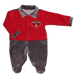Macacão Longo de Bebê Vermelho Plush Macacão Longo de Bebê Vermelho Plush