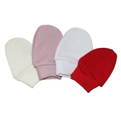 Kit Luvinhas Baby Malha Palha - Rosê - Branco - Vermelho 4 Peças Kit Luvinhas Baby Malha Palha - Rosê - Branco - Vermelho 4 Peças