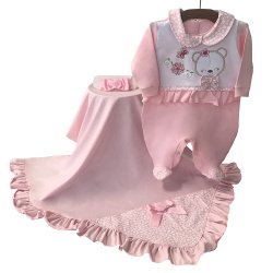 Saída de Maternidade Doçura Flores Rosa 3 Peças Saída de Maternidade Doçura Flores Rosa 3 Peças