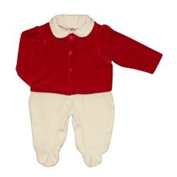 Macacão de Bebê com Casaco Palha e Vermelho Plush Macacão de Bebê com Casaco Palha e Vermelho Plush