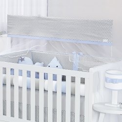 Mosquiteiro para Berço Chevron Nuvem e Gotinha Azul 2 Peças Mosquiteiro para Berço Chevron Nuvem e Gotinha Azul 2 Peças