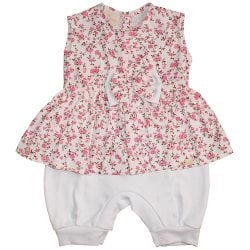 Macacão Curto de Bebê Floral Rosa Macacão Curto de Bebê Floral Rosa