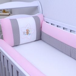 Kit Berço Ursinha Estrela Rosa 100% Algodão 9 Peças Kit Berço Ursinha Estrela Rosa 100% Algodão 9 Peças