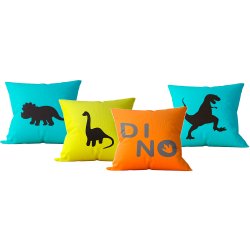 Kit Almofada Dinossauro Verde, Amarelo e Laranja 4 Peças Kit Almofada Dinossauro Verde, Amarelo e Laranja 4 Peças