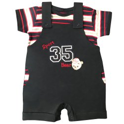 Jardineira de Bebê Marinho e Camiseta Listrada 2 Peças Jardineira de Bebê Marinho e Camiseta Listrada 2 Peças