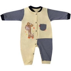 Macacão Longo de Bebê Girafa Malha Macacão Longo de Bebê Girafa Malha