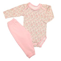 Kit Body e Mijão de Bebê Flores Rosa Kit Body e Mijão de Bebê Flores Rosa