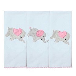 Toalha de Boca Elefantinho Rosa Malha 3 Peças Toalha de Boca Elefantinho Rosa Malha 3 Peças