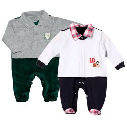 Kit Macacão Longo de Bebê Verde Musgo M e Marinho RN Kit Macacão Longo de Bebê Verde Musgo M e Marinho RN