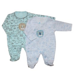 Kit Macacão Longo de Bebê Leão Azul Kit Macacão Longo de Bebê Leão Azul