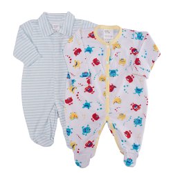 Kit Macacão Longo de Bebê Verde e Amarelo 2 Peças Kit Macacão Longo de Bebê Verde e Amarelo 2 Peças