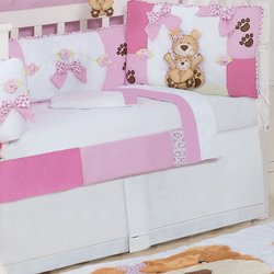 Saia Para Berço de Bebê Menina Enxoval Mamãe Ursa Algodão Branco Saia Para Berço de Bebê Menina Enxoval Mamãe Ursa Algodão Branco