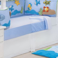 Saia Para Berço de Bebê Menino Aquário Enxoval 100% Algodão Branco Saia Para Berço de Bebê Menino Aquário Enxoval 100% Algodão Branco