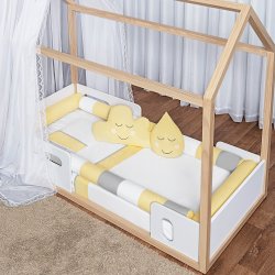 Kit Para Mini Cama Montessoriano Amarelo 7 Peças Kit Para Mini Cama Montessoriano Amarelo 7 Peças