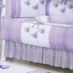 Saia Para Berço de Bebê Menina Enxoval Butterfly 100% Algodão Lilás - Floral Saia Para Berço de Bebê Menina Enxoval Butterfly 100% Algodão Lilás - Floral