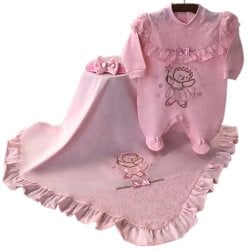 Saída de Maternidade Ursa Bailarina Rosa 3 Peças Saída de Maternidade Ursa Bailarina Rosa 3 Peças