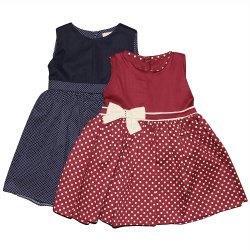 Kit Vestido de Bebê Poá Bordô e Marinho Kit Vestido de Bebê Poá Bordô e Marinho