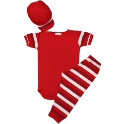 Kit Body, Mijão e Boné de Bebê Listras Vermelho Kit Body, Mijão e Boné de Bebê Listras Vermelho