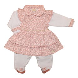 Macacão Manga Longa Mimo Floral Rosê Malha Macacão Manga Longa Mimo Floral Rosê Malha