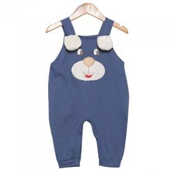Jardineira de Bebê Cachorro Azul Malha Jardineira de Bebê Cachorro Azul Malha