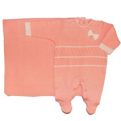 Saída de Maternidade Lacinho Tricot Rosa 2 Peças Saída de Maternidade Lacinho Tricot Rosa 2 Peças