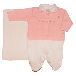 Saída de Maternidade Florzinha Tricot Rosa 2 Peças Saída de Maternidade Florzinha Tricot Rosa 2 Peças