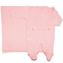 Saída de Maternidade Lacinhos Tricot Rosê 2 Peças Saída de Maternidade Lacinhos Tricot Rosê 2 Peças