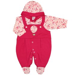 Macacão Longo de Bebê Balão Pink com Capuz Macacão Longo de Bebê Balão Pink com Capuz