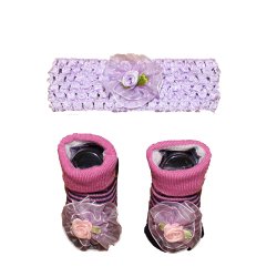 Kit Meia + Faixa de Cabelo Baby Roxo Kit Meia + Faixa de Cabelo Baby Roxo