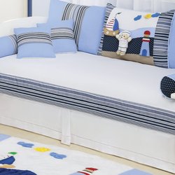 Saia Para Cama Babá Enxoval Quarto de Bebê Menino Urso Marinheiro Branco Saia Para Cama Babá Enxoval Quarto de Bebê Menino Urso Marinheiro Branco