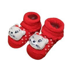 Meia de Bebê Menina Gatinha Vermelho Meia de Bebê Menina Gatinha Vermelho
