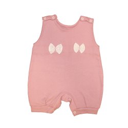 Macacão Curto de Bebê Lacinho Rosê Malha Macacão Curto de Bebê Lacinho Rosê Malha