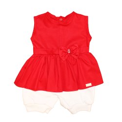 Macacão Curto de Bebê Nina Vermelho Macacão Curto de Bebê Nina Vermelho