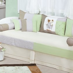 Saia Para Cama Babá Enxoval Quarto de Bebê Menino Urso Palha Saia Para Cama Babá Enxoval Quarto de Bebê Menino Urso Palha