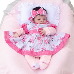 Saída de Maternidade Charmosa Floral Rosa Malha 5 Peças Saída de Maternidade Charmosa Floral Rosa Malha 5 Peças